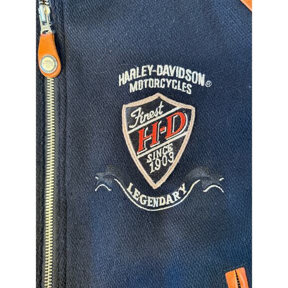 Vintage Harley-Davidson Classic Power Varsity Leather Jacket L | 90s Biker Moto - Picture 3 of 11